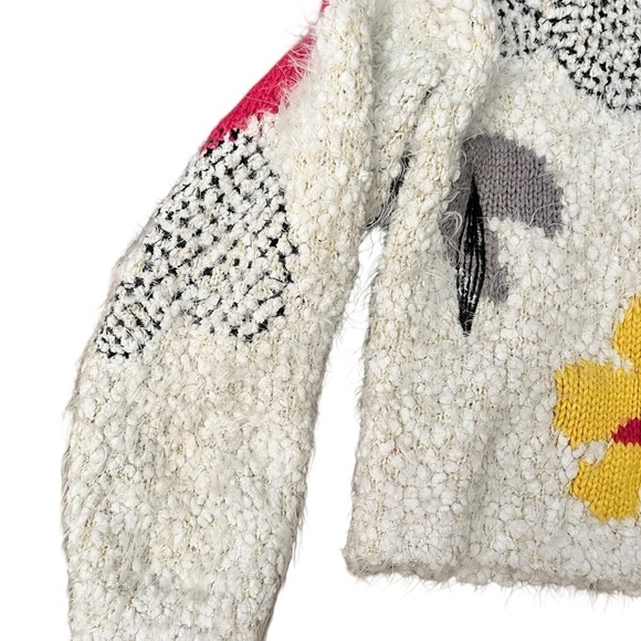 Catamini Polyester Lambs Wool Blend Fuzzy Floral Knit Sweater Girls Size 5 - Picture 4 of 8